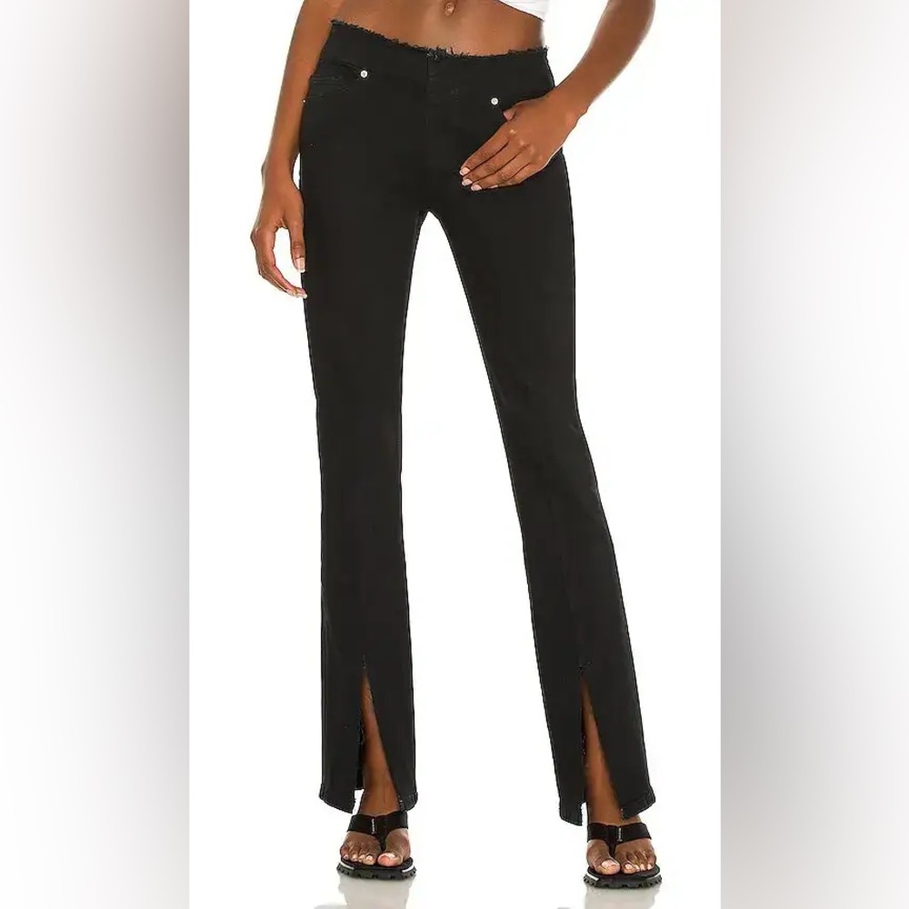 Frame jeans cut off waist mini boot slit film noir NWT size 28